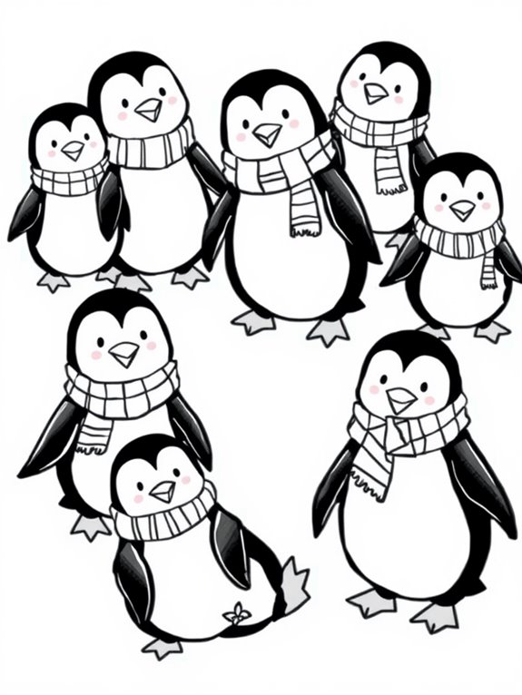 penguins wearing cozy scarves