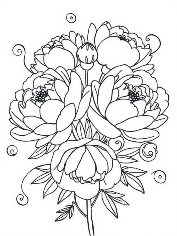 peonies coloring page fun