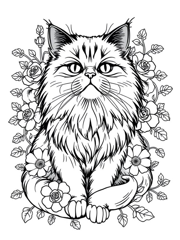 persian cat floral design