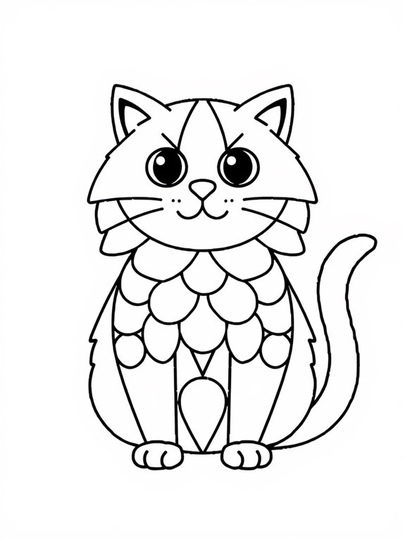 persian cat geometric coloring page