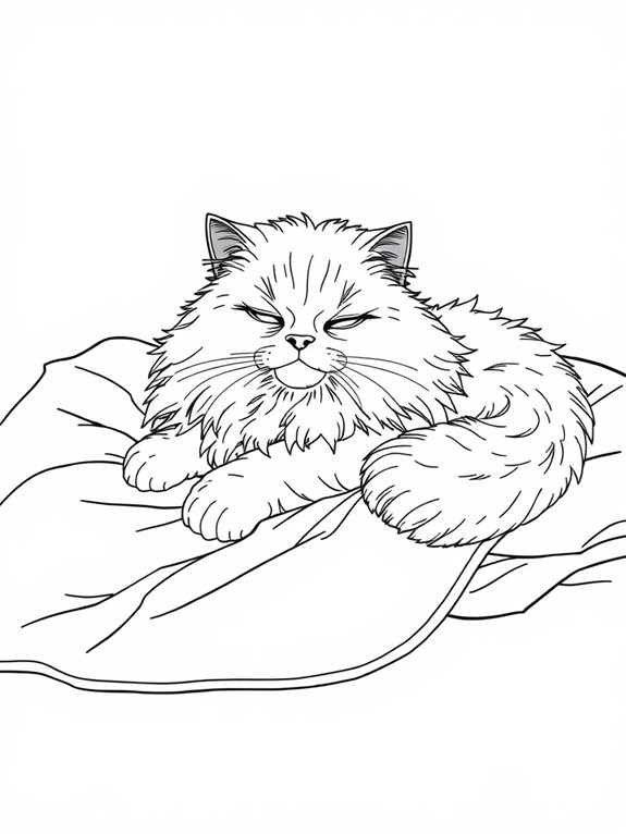 persian cat under blanket