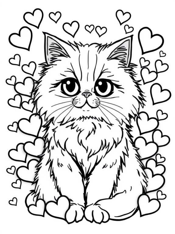 persian cat with hearts