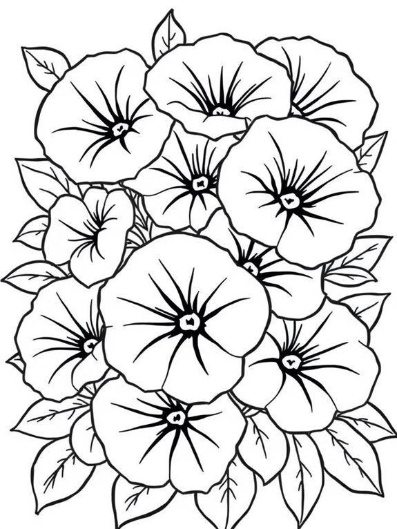 petunia floral coloring page