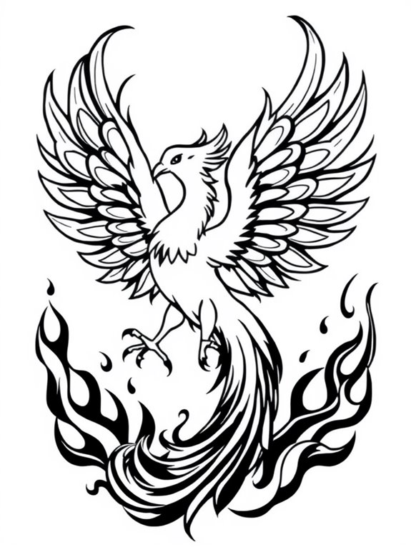 phoenix silhouette coloring page