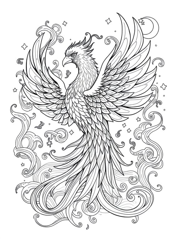 phoenix themed coloring page