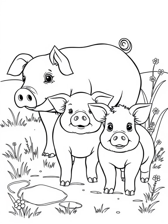 pigs coloring page activity