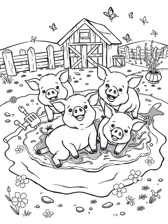 pigs playing in mud