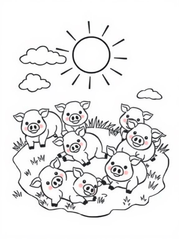 pigs playing in sunlight