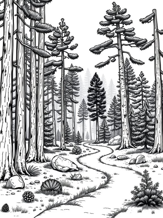 pine forest coloring page