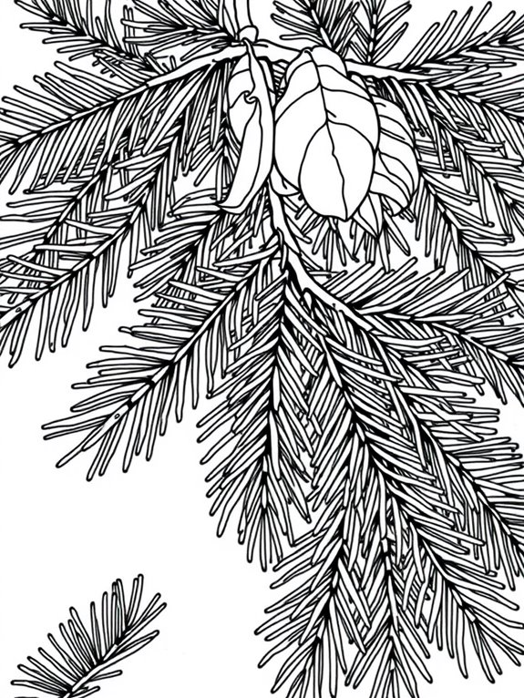 pine leaves coloring page