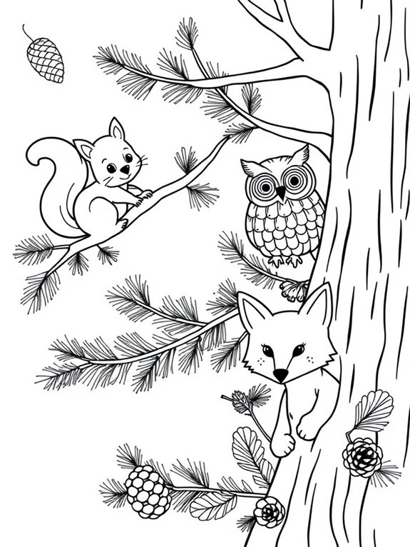 pine themed animal coloring fun