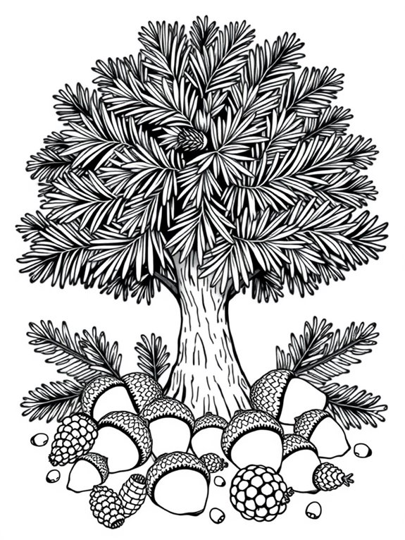 pine tree and acorn