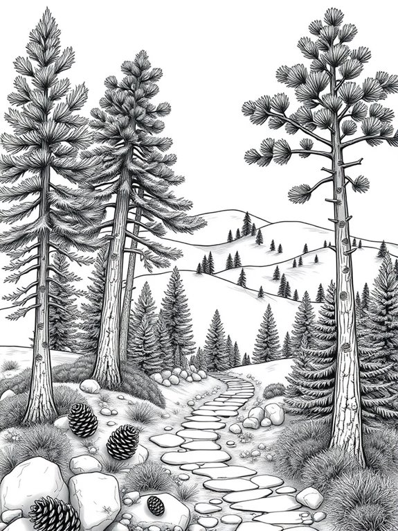 pine trees coloring page