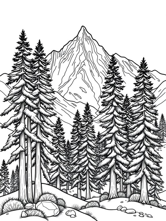 pine trees in mountains