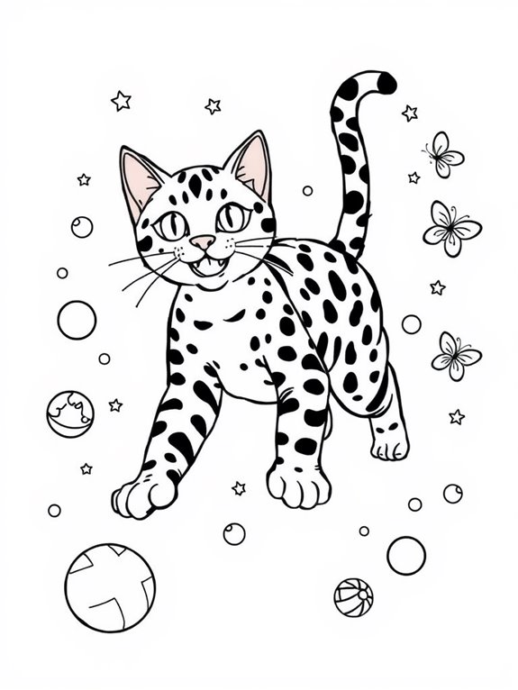 playful bengal cat coloring