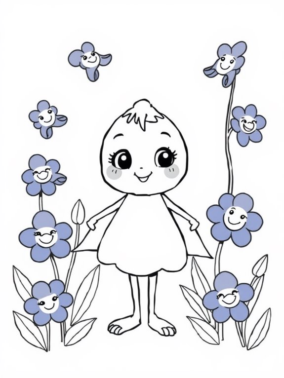 playful bluebell character illustration