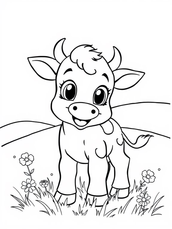 playful calf coloring page