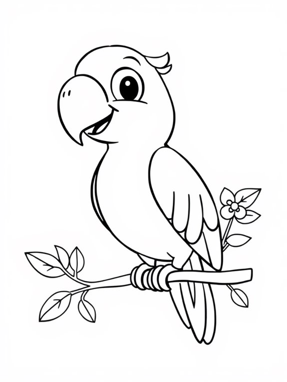 playful cartoon parrot pose