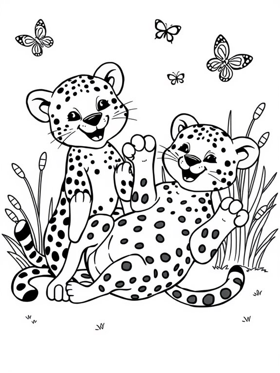 playful cheetahs coloring page