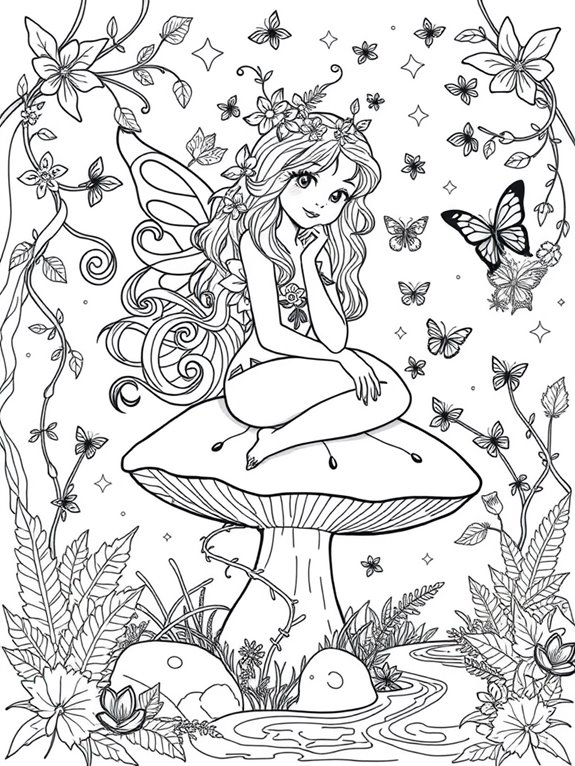 playful fairy coloring page