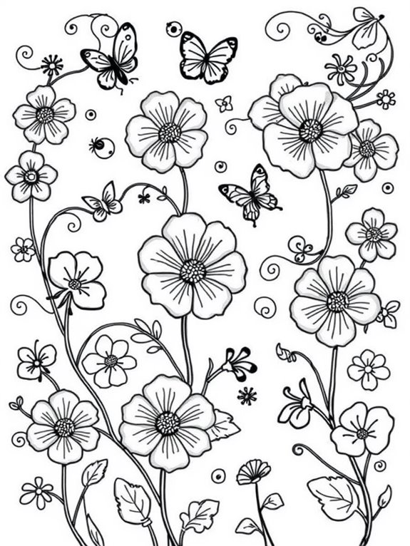 playful geraniums coloring page