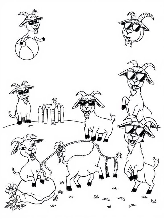 playful goats coloring fun