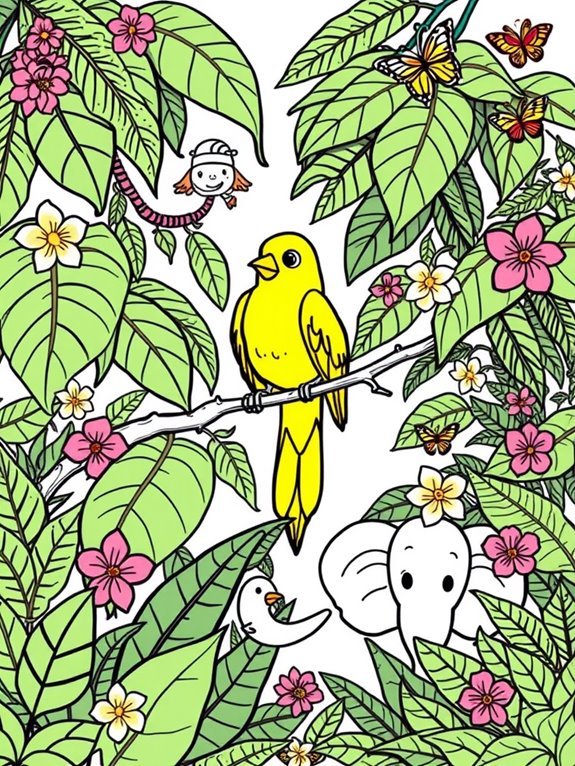 playful jungle coloring page