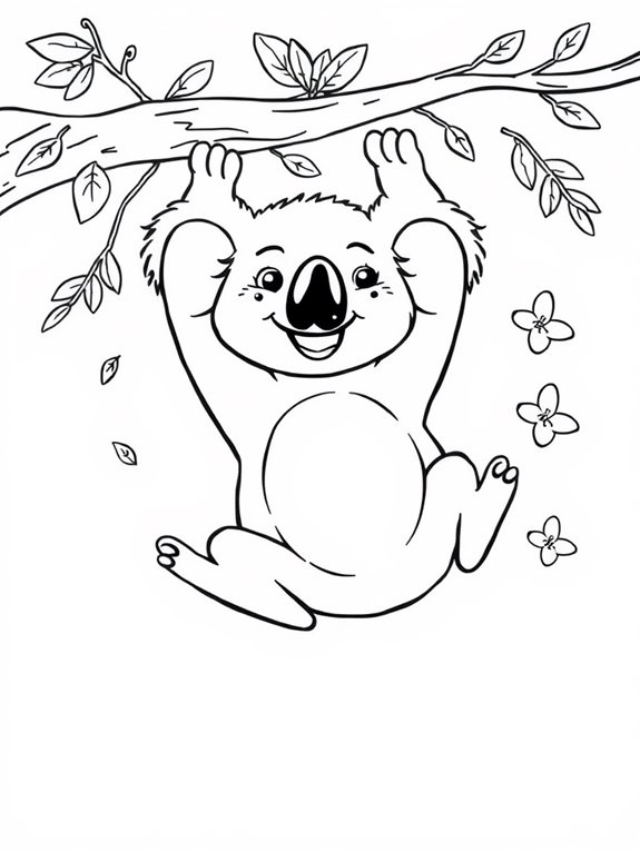 playful koalas coloring page