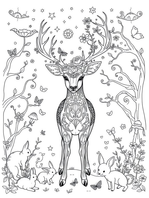 playful mystical deer scene