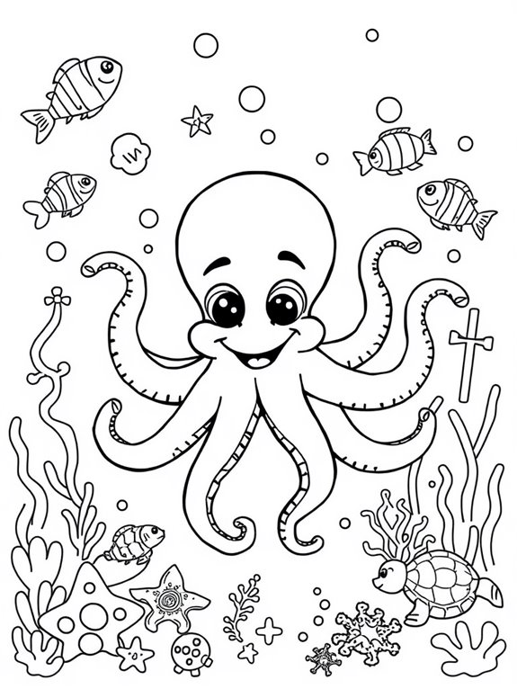 playful octopus underwater scene