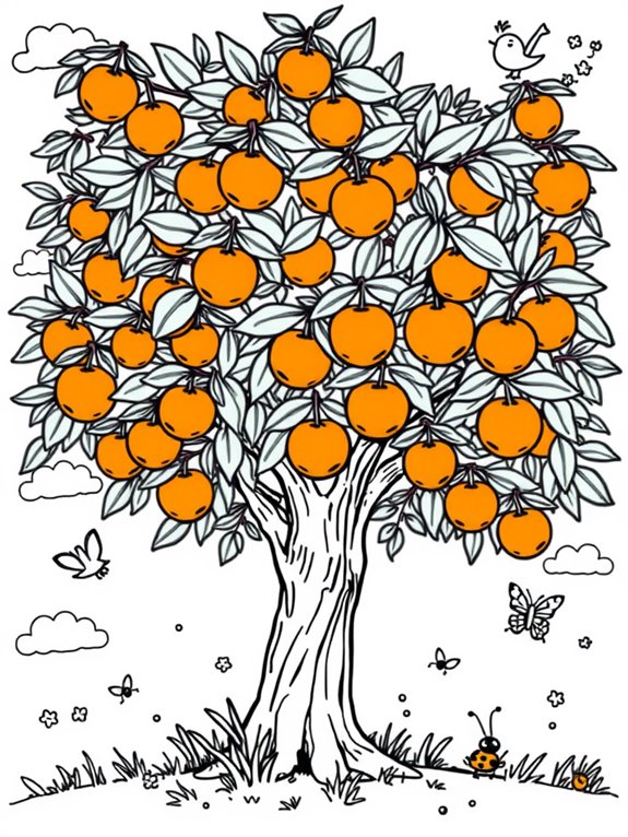 playful orange tree illustration