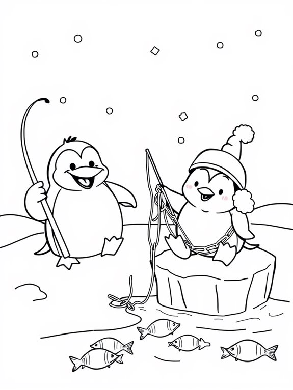 playful penguins fishing fun