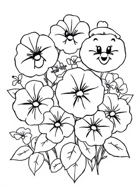 playful petunia coloring page