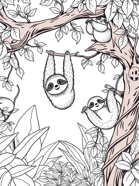 playful sloths in trees