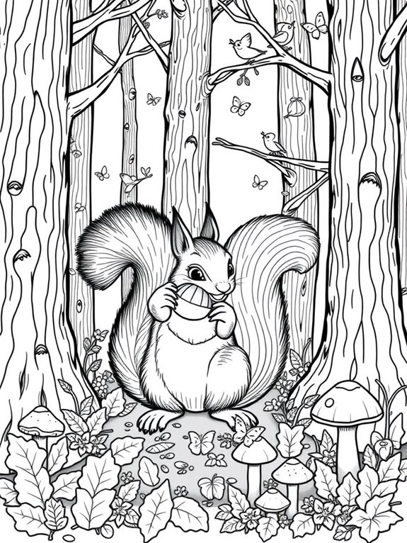 playful squirrel in forest