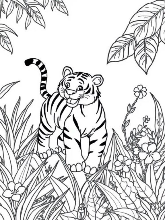 playful tiger jungle scene