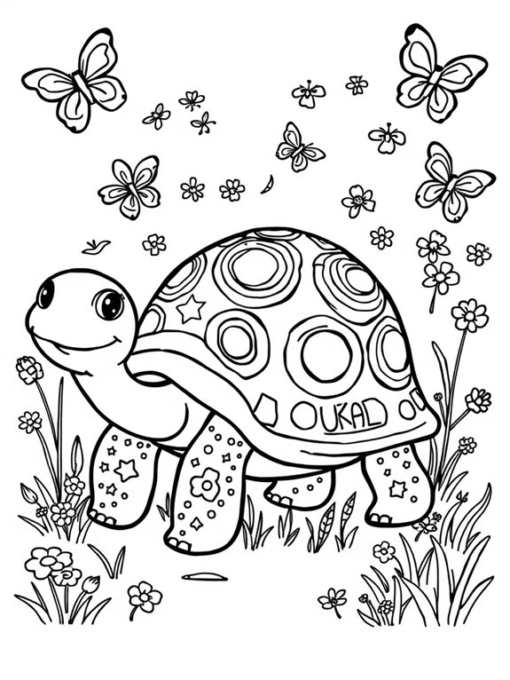 playful tortoise coloring page