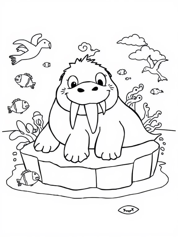 playful walrus coloring fun