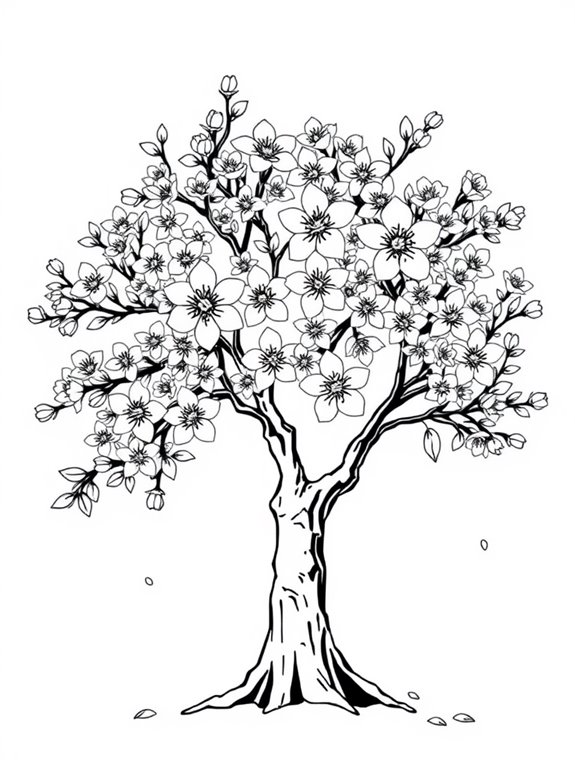 plum tree blossom illustration