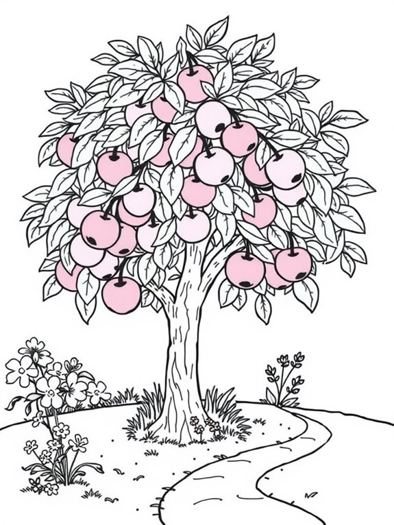 plum tree garden coloring page