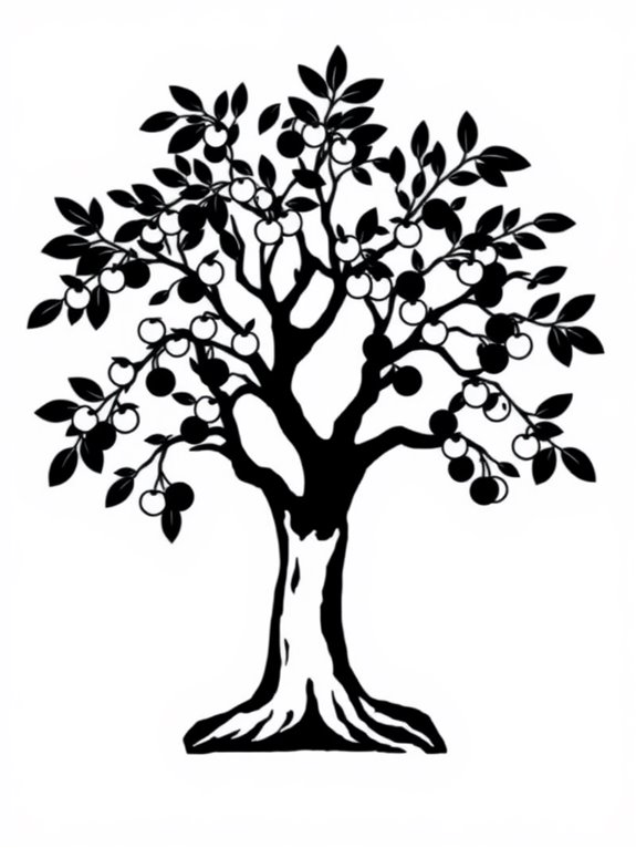 plum tree silhouette coloring page