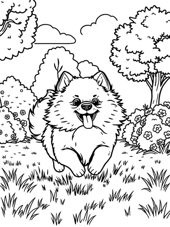 pomeranian playing in park