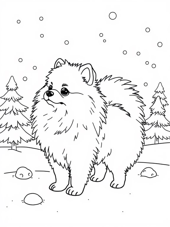 pomeranian winter coloring page