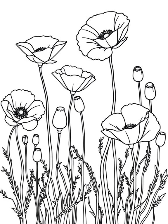 poppies coloring page design