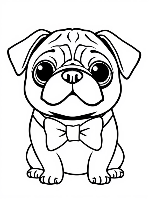 pug with bowtie illustration