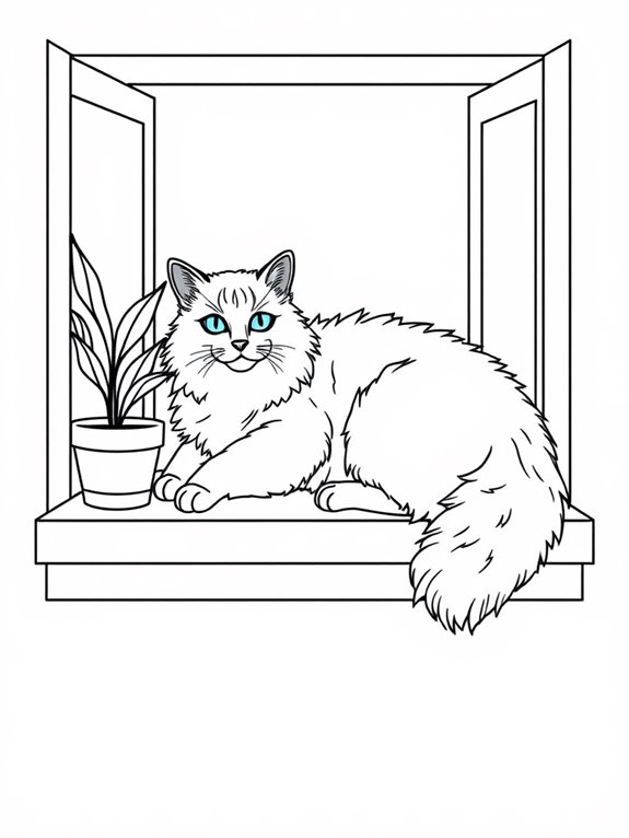 ragdoll cat on windowsill