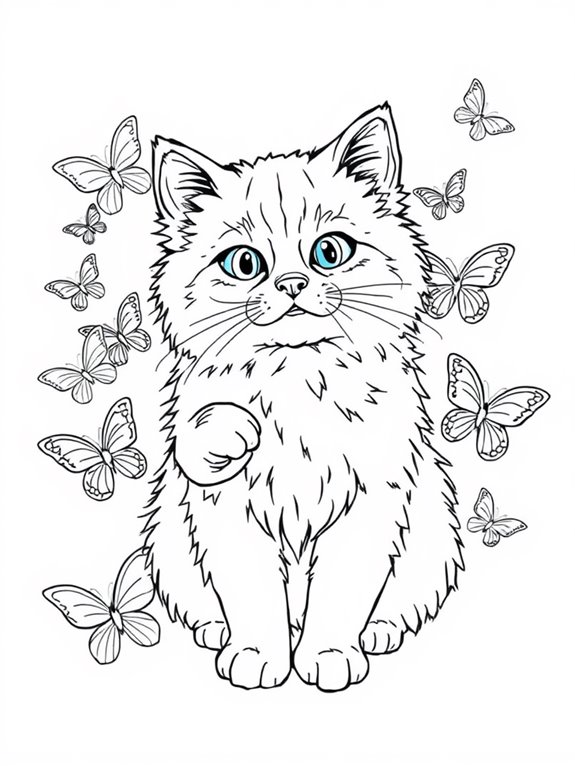 ragdoll cat with butterflies