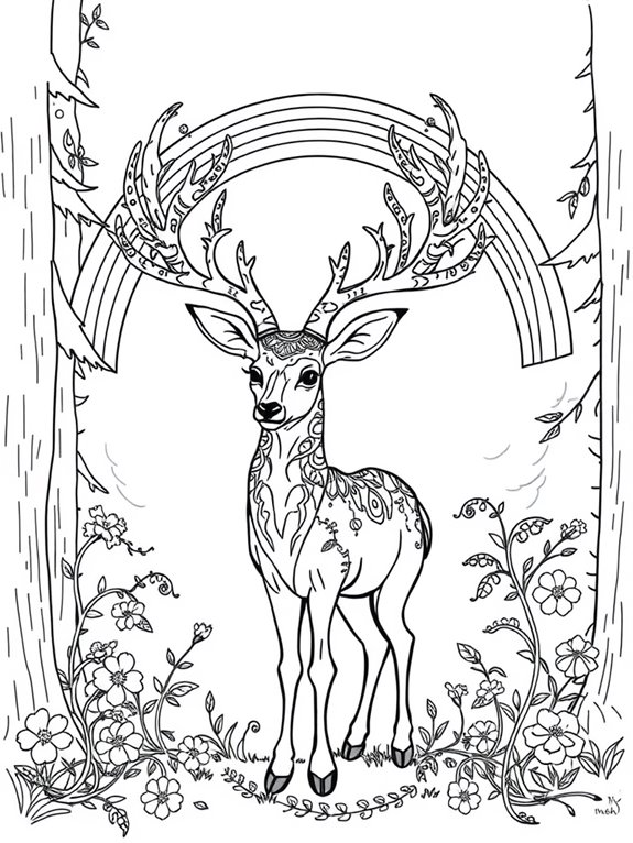 rainbow arch deer coloring