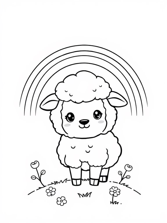 rainbow chibi sheep coloring