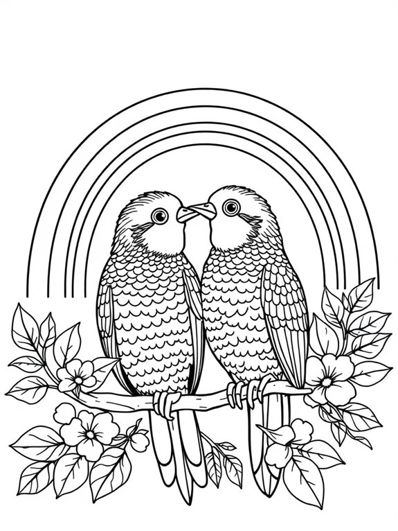 rainbow lovebird coloring page